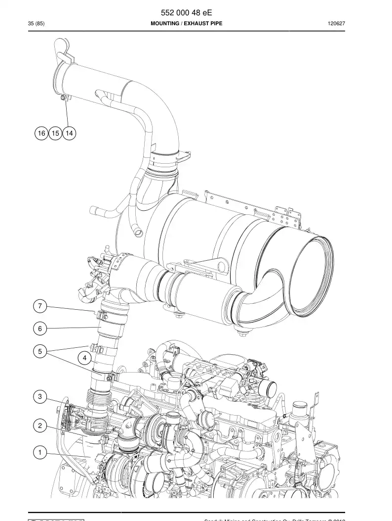 55200122a 552 001 22a Pipe assembly - Sandvik Technical Drawing