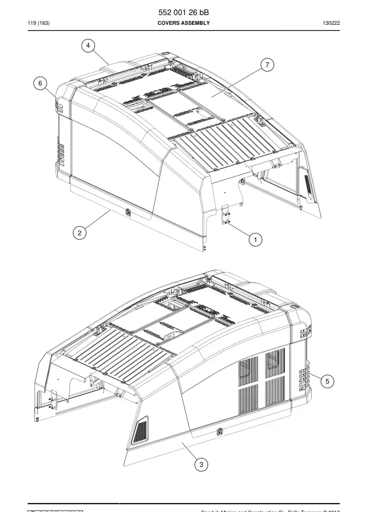 55200126b 552 001 26b Covers Assembly - Sandvik Technical Drawing