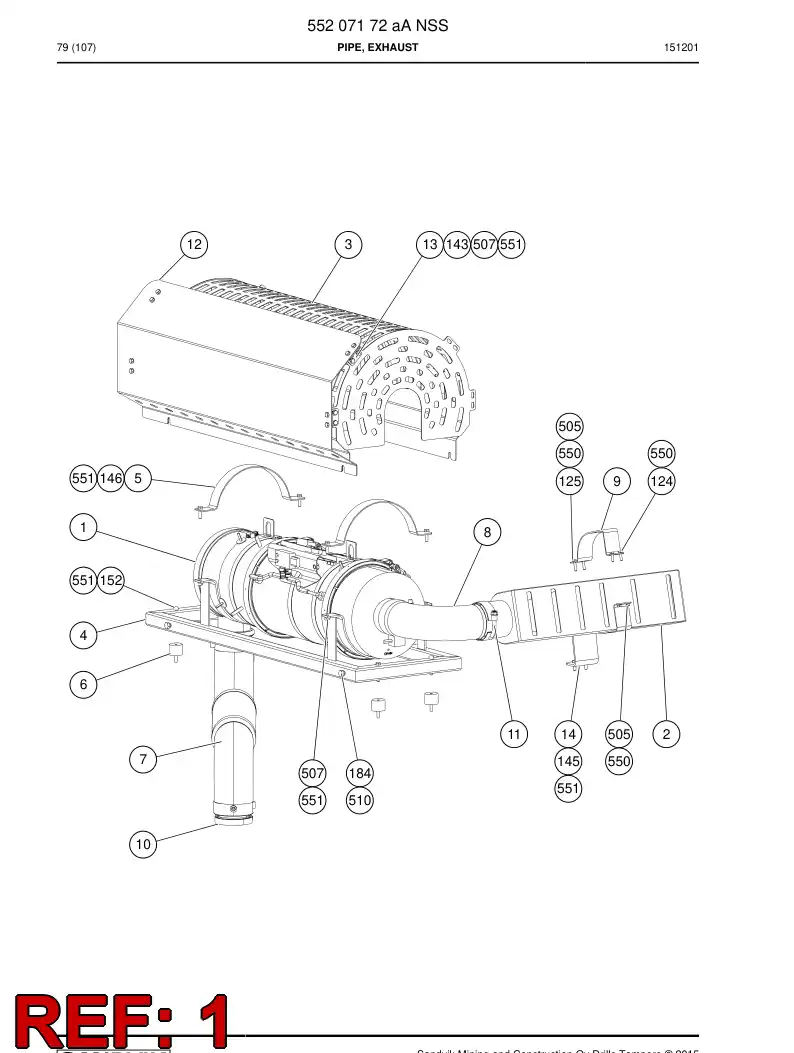 55200174a 552 001 74a Purifier / Silencer - Sandvik Technical Drawing