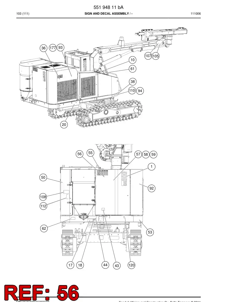 55200214a 552 002 14a Decal - Sandvik Technical Drawing