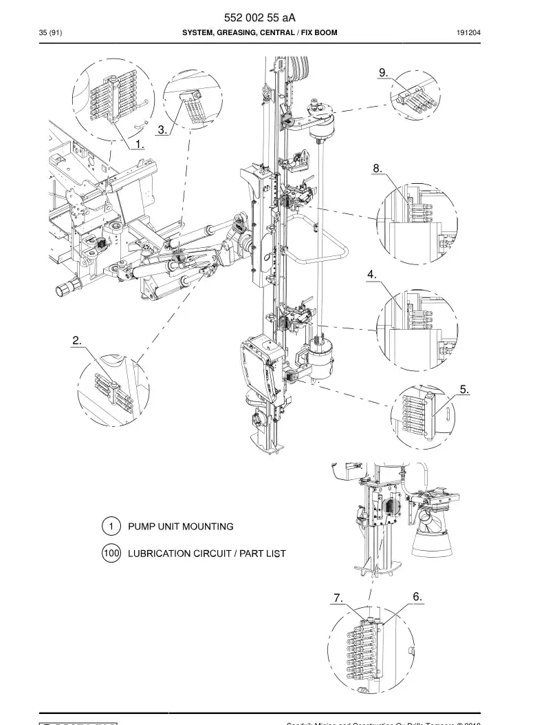 55200255a 552 002 55a System, Greasing, Central - Sandvik Technical Drawing