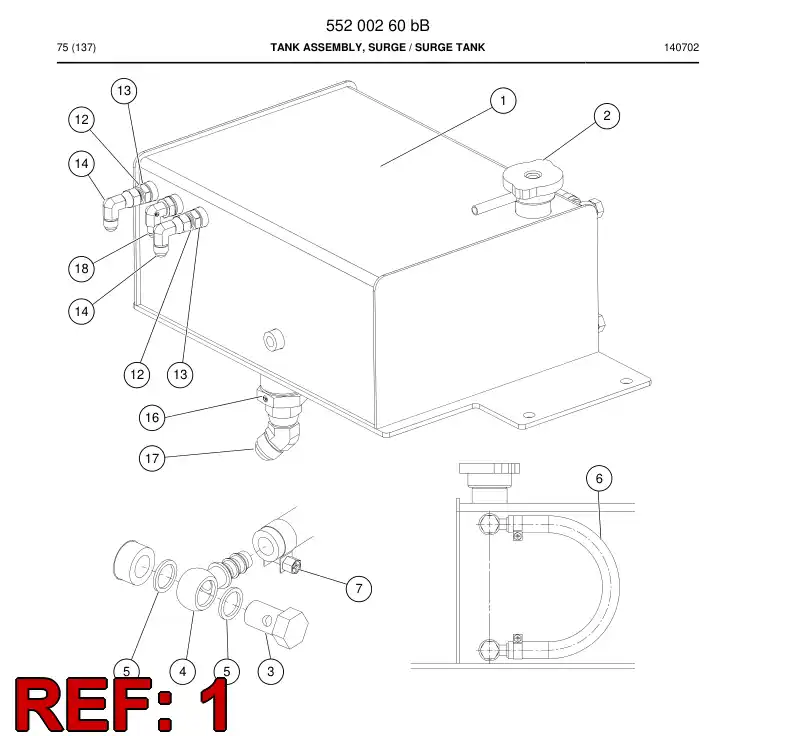 55200267 552 002 67 Surge tank - Sandvik Technical Drawing