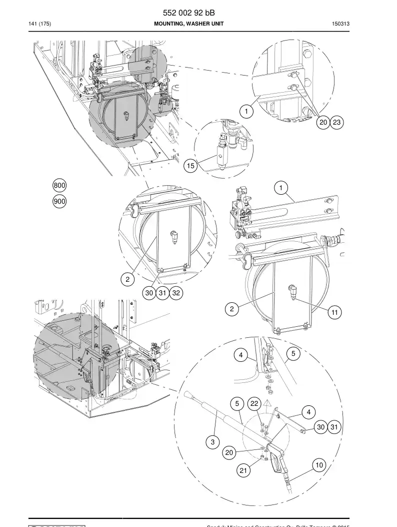 55200292b 552 002 92b Mounting, Washer Unit - Sandvik Technical Drawing