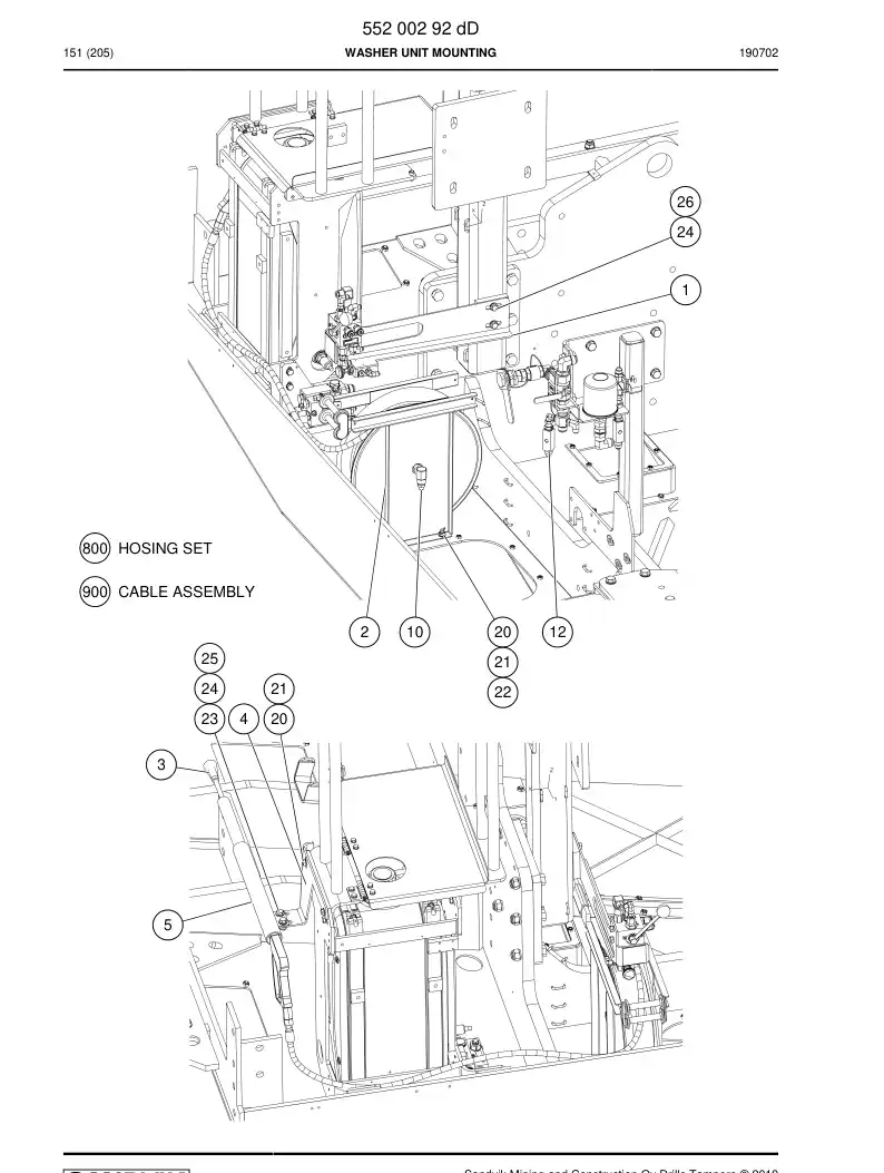 55200292d 552 002 92d Washer Unit mounting - Sandvik Technical Drawing
