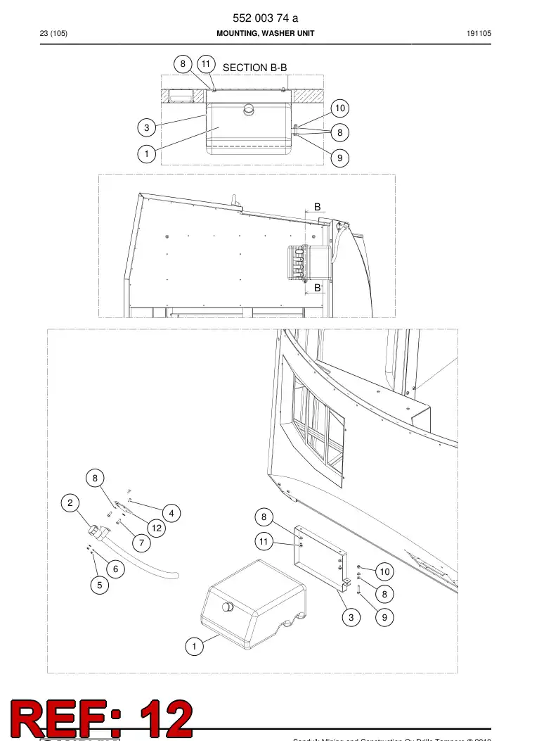 55200383 552 003 83 Plate, Mounting - Sandvik Technical Drawing