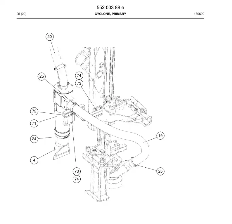55200388e 552 003 88e Cyclone, Primary - Sandvik Technical Drawing