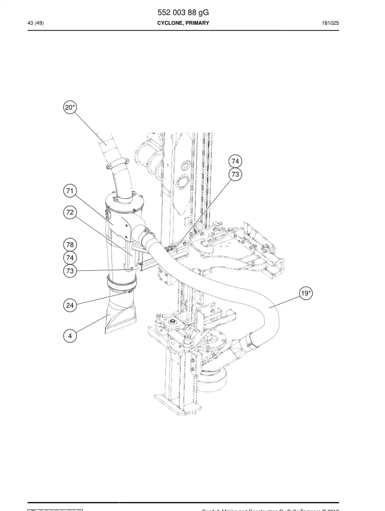 55200388g 552 003 88g Cyclone, Primary - Sandvik Technical Drawing