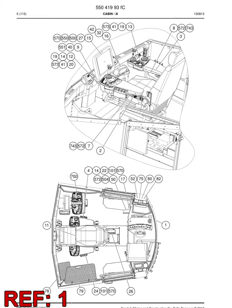 55200404 552 004 04 Frame Assembly - Sandvik Technical Drawing