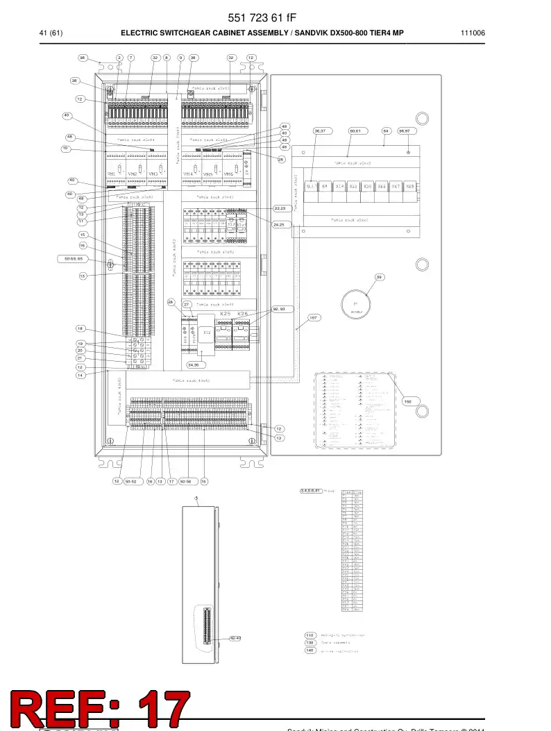 55200444 552 004 44 Terminal strip accessory - Sandvik Technical Drawing