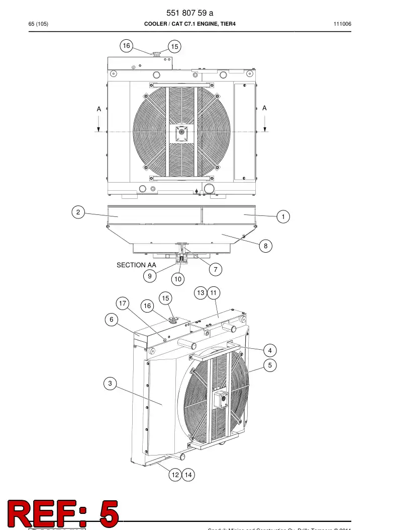 55200495 552 004 95 Guard, Fan - Sandvik Technical Drawing