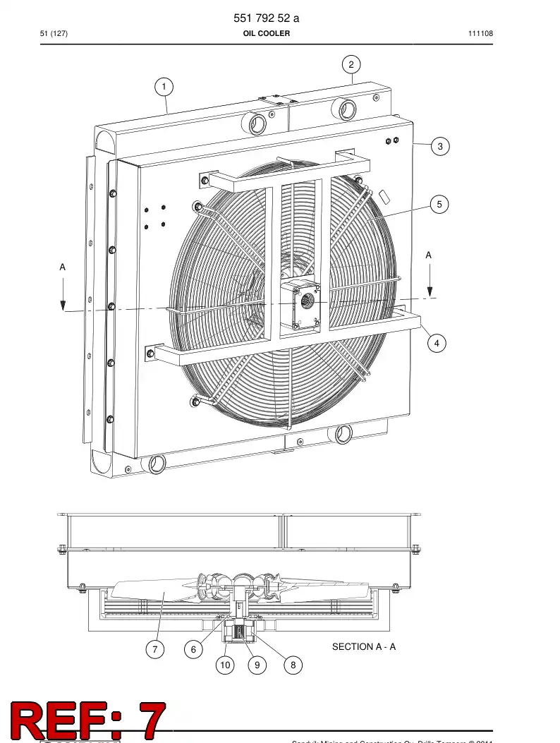 55200498 552 004 98 Blade, Fan - Sandvik Technical Drawing
