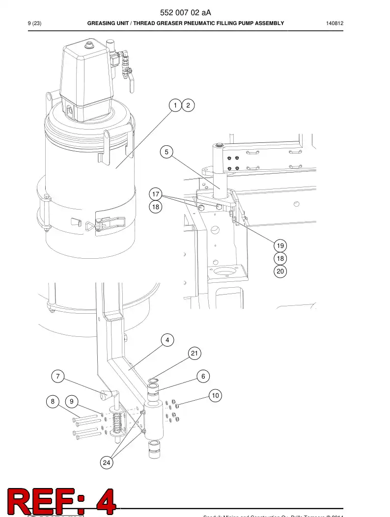 55200709 552 007 09 SWING ARM - Sandvik Technical Drawing