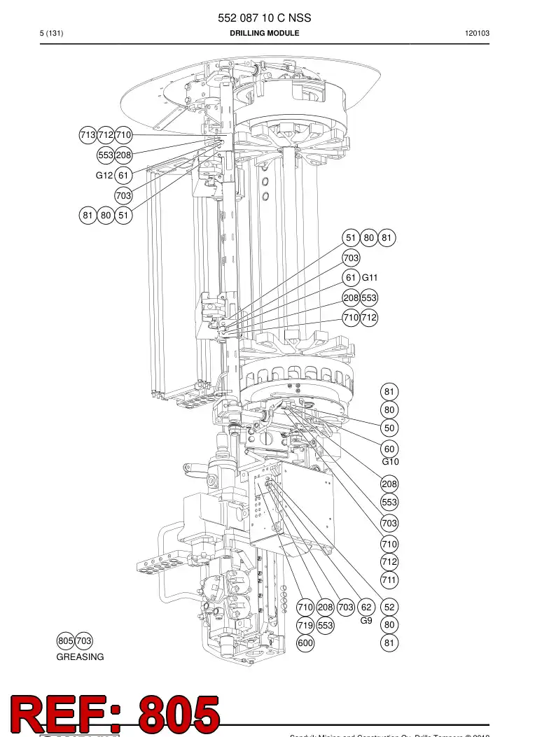 55200876 552 008 76 CENTRAL GREASING DIAGRAM - Sandvik Technical Drawing