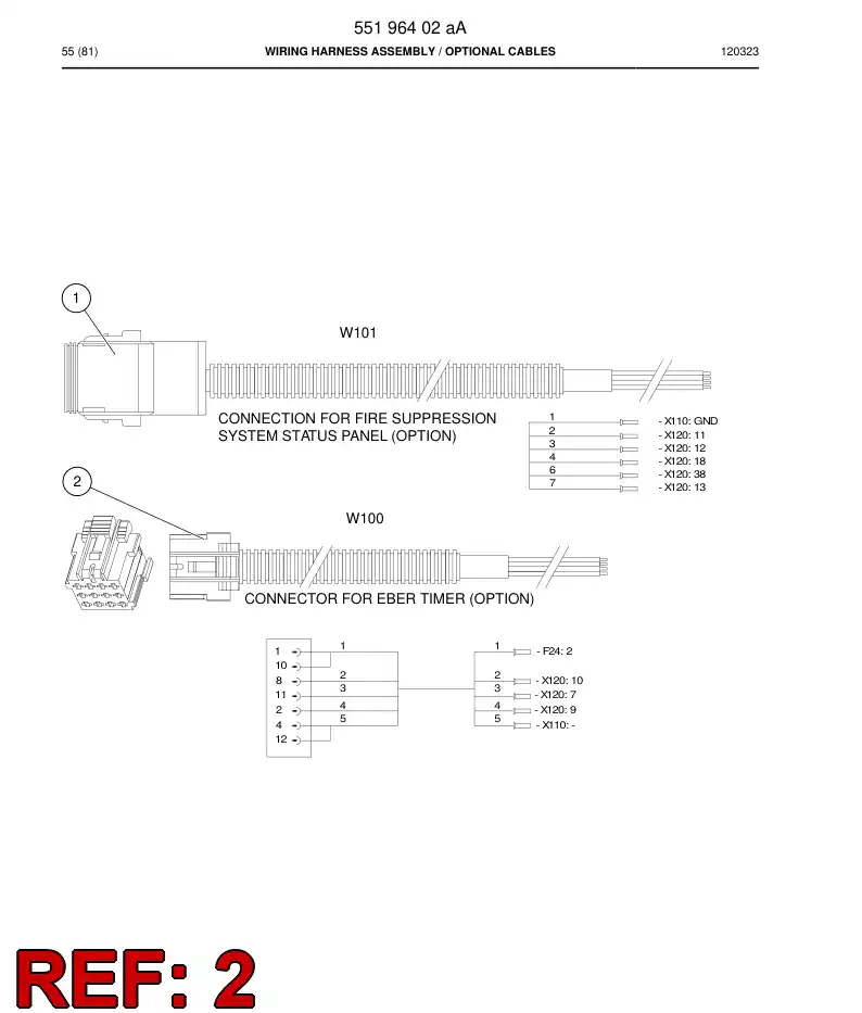 55201044 552 010 44 CABLE ASSEMBLY - Sandvik Technical Drawing
