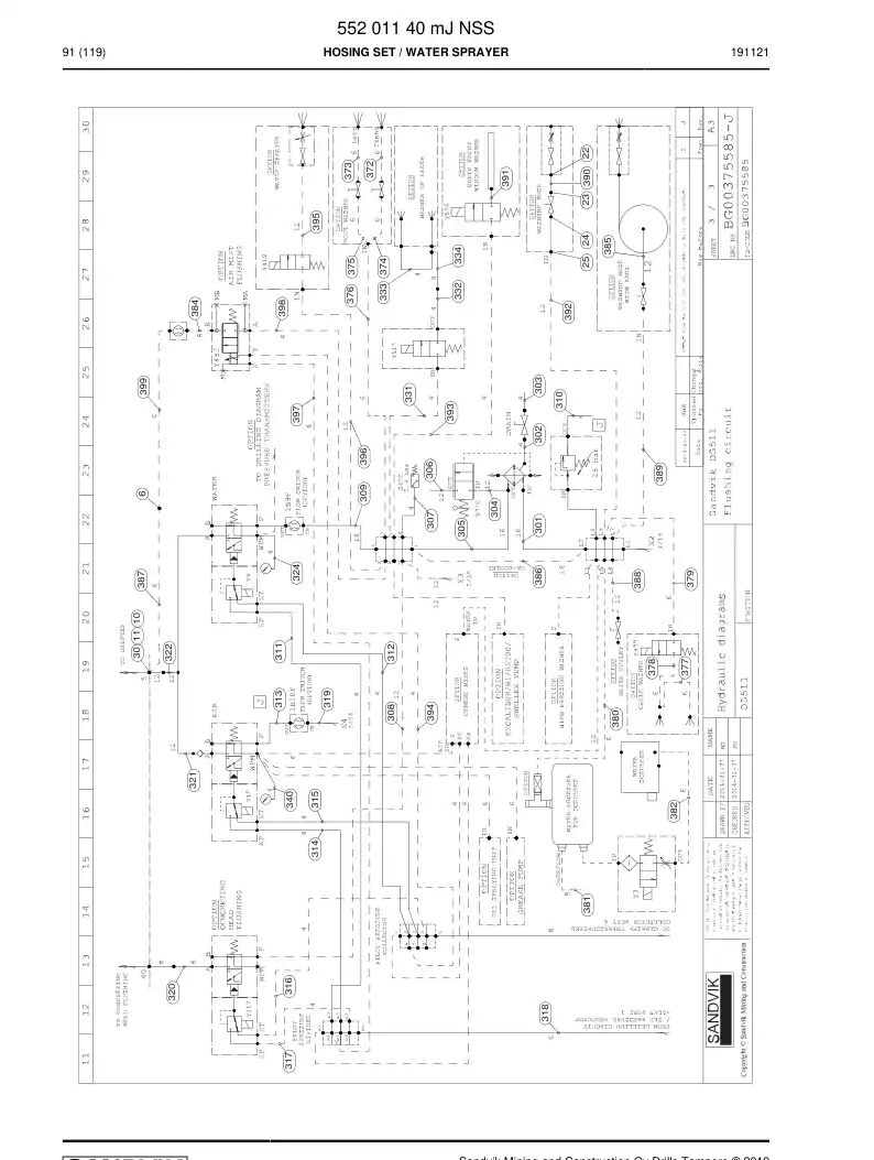 55201140m 552 011 40m Hosing Set - Sandvik Technical Drawing