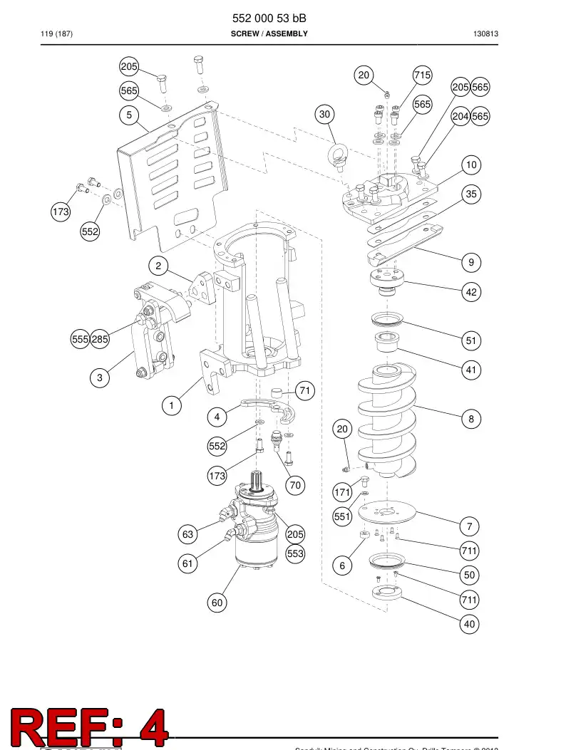 55201204 552 012 04 Plate, Mounting - Sandvik Technical Drawing