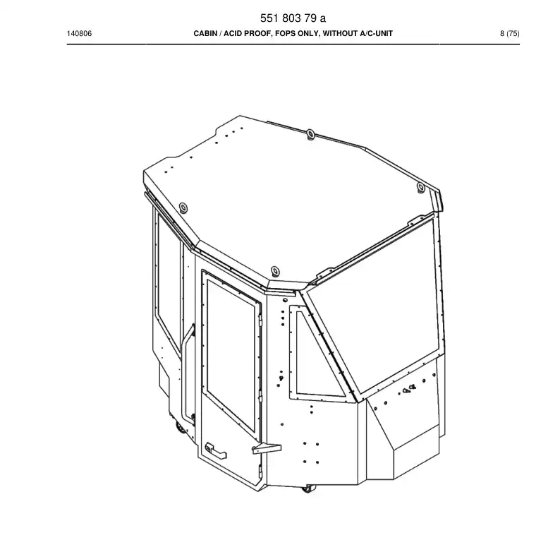 55201209 552 012 09 Frame, Cabin - Sandvik Technical Drawing