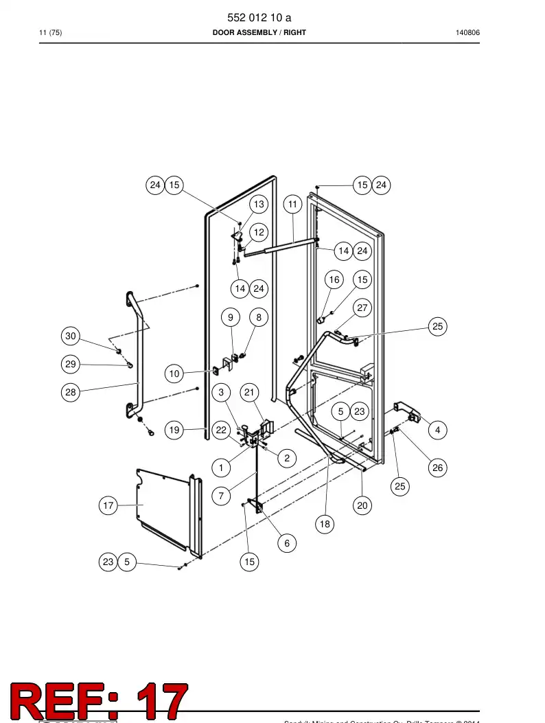55201212 552 012 12 Plate, Cover - Sandvik Technical Drawing