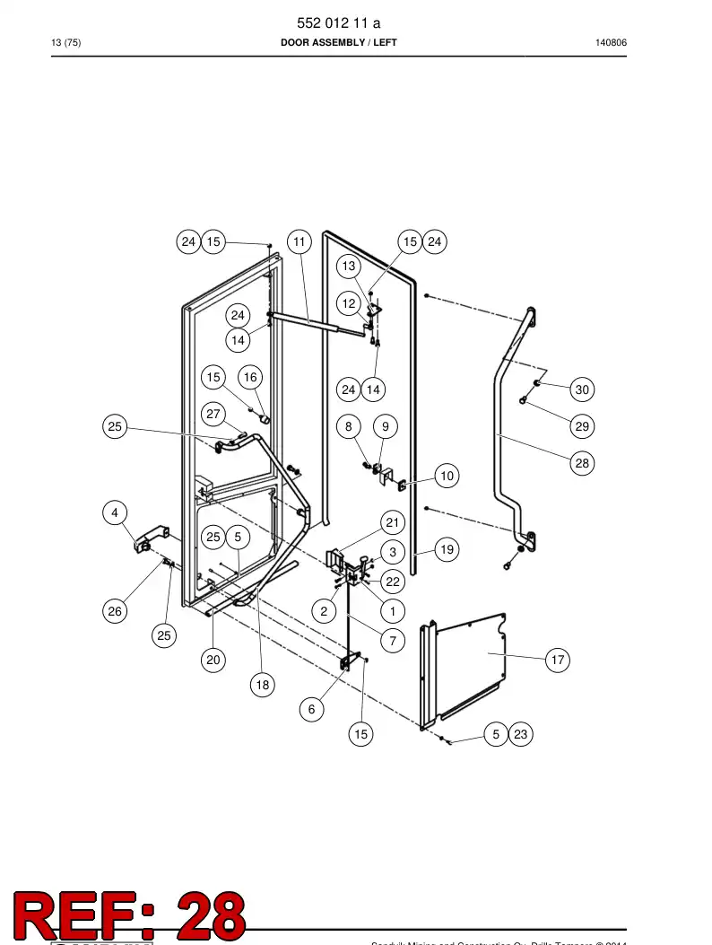 55201214 552 012 14 Handle - Sandvik Technical Drawing