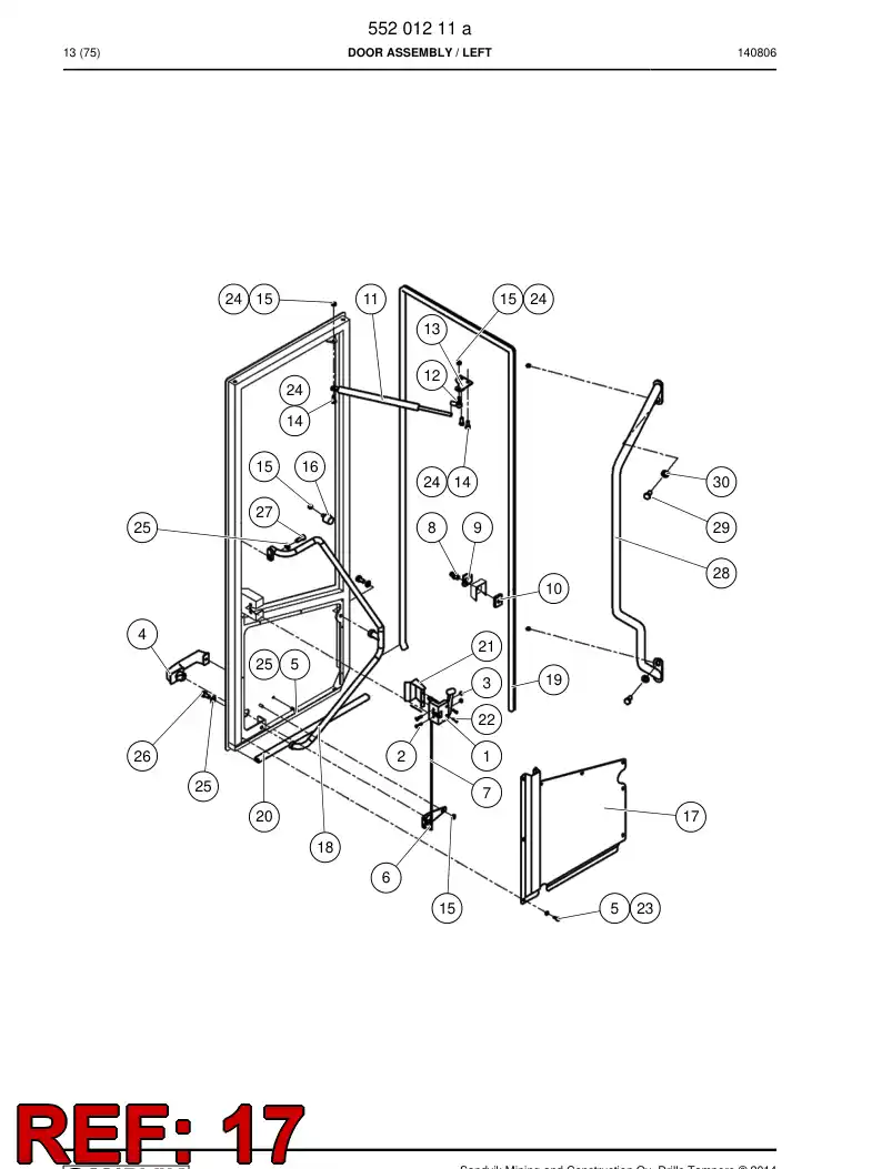 55201215 552 012 15 Plate, Cover - Sandvik Technical Drawing