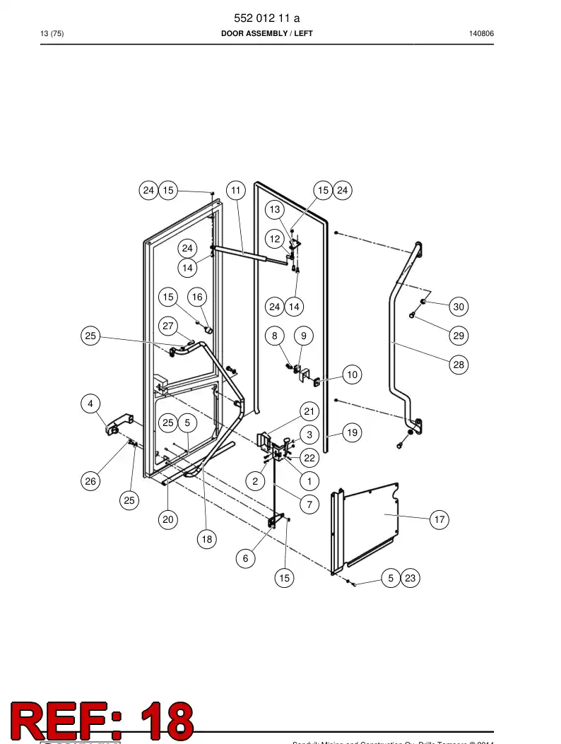 55201216 552 012 16 Handle - Sandvik Technical Drawing