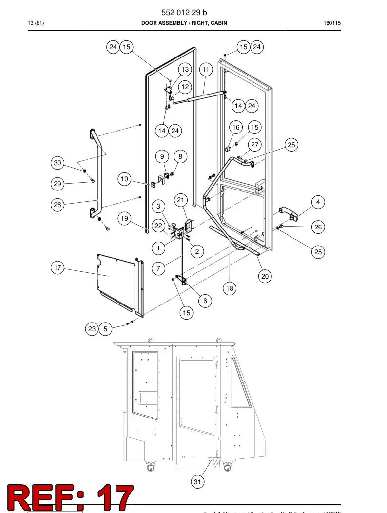 55201231 552 012 31 Plate, Cover - Sandvik Technical Drawing