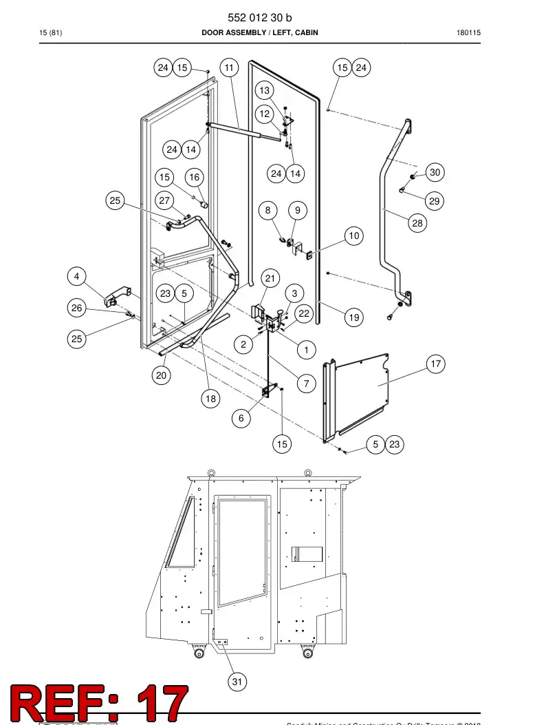 55201233 552 012 33 Plate, Cover - Sandvik Technical Drawing