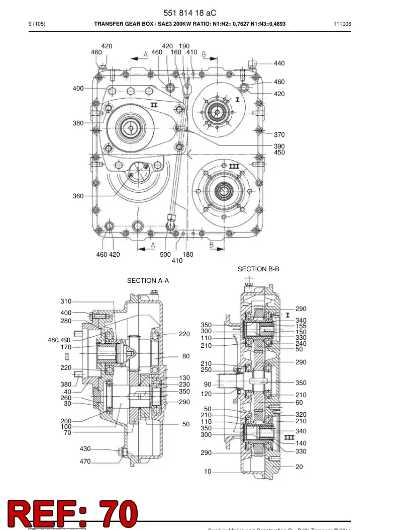 55201287 552 012 87 Gear wheel - Sandvik Technical Drawing