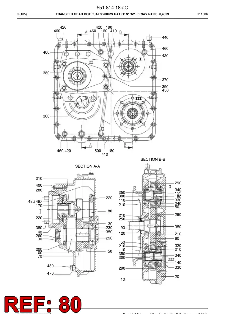 55201288 552 012 88 Gear wheel - Sandvik Technical Drawing