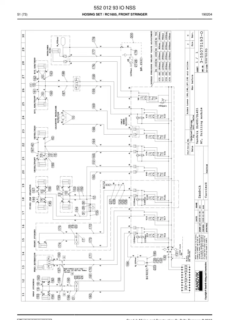 55201293l 552 012 93l HOSE SET - Sandvik Technical Drawing