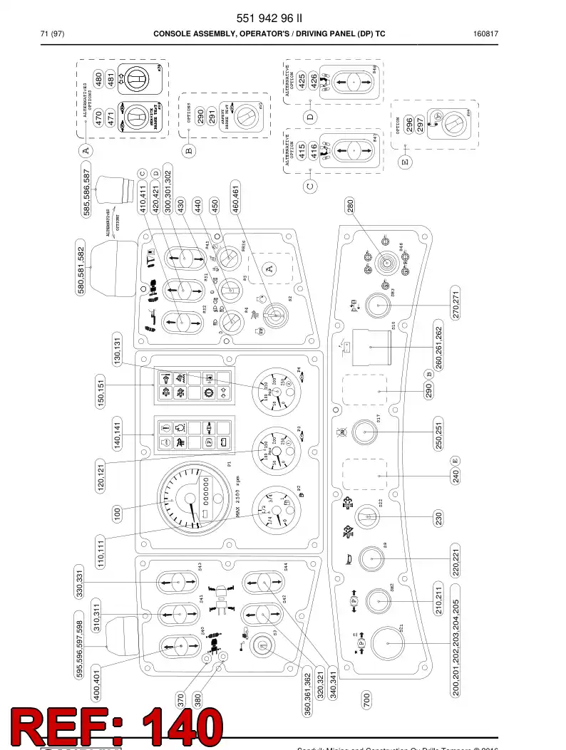 55201300 552 013 00 PRING, INDICATOR LIGHTS - Sandvik Technical Drawing