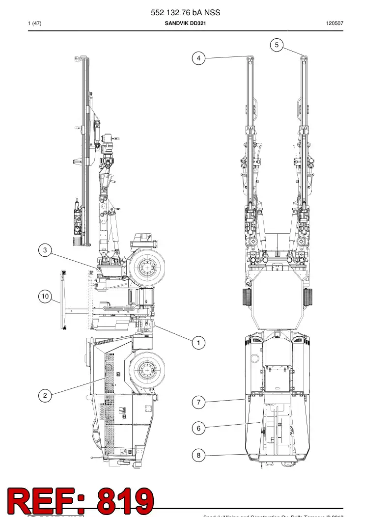 55201306b 552 013 06b Hosing - Sandvik Technical Drawing