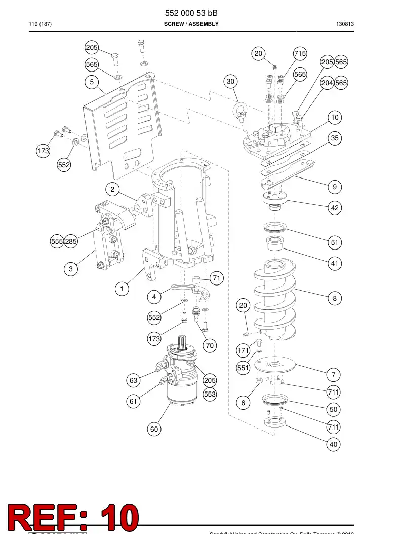 55201318 552 013 18 Roof - Sandvik Technical Drawing