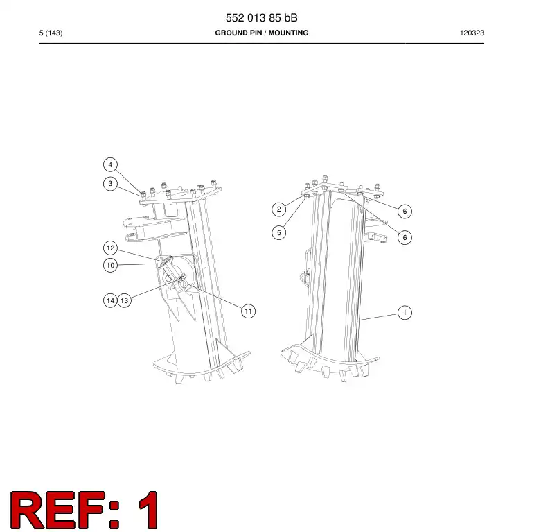 55201386a 552 013 86a Ground pin - Sandvik Technical Drawing