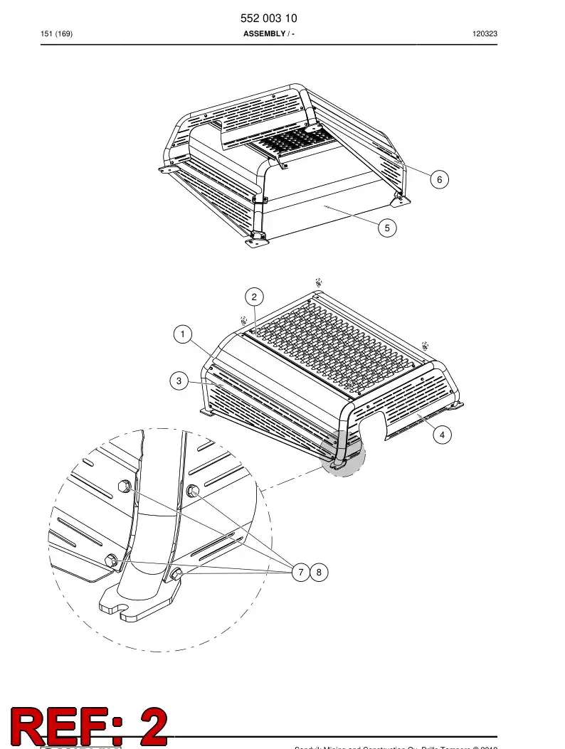 55201573 552 015 73 Sliding roof - Sandvik Technical Drawing