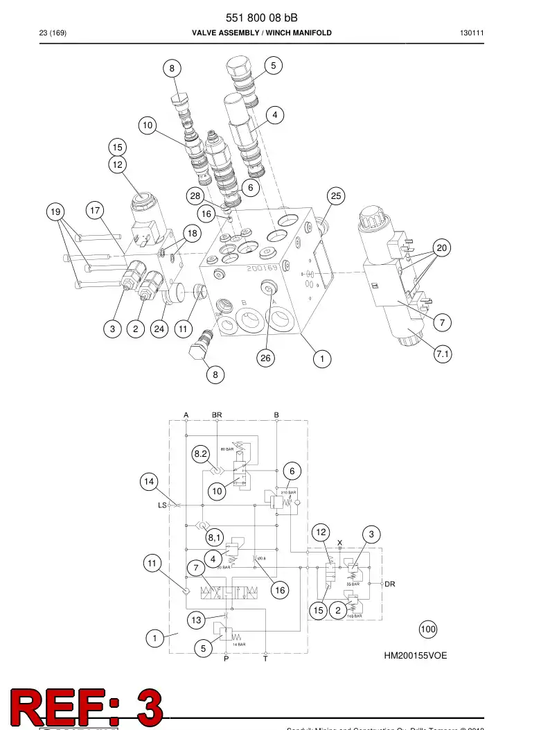 55201612 552 016 12 Valve, Pressure Relief - Sandvik Technical Drawing