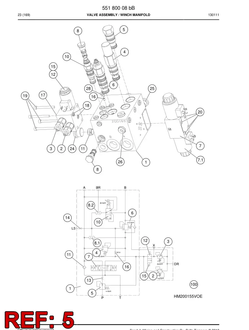 55201620 552 016 20 Valve - Sandvik Technical Drawing
