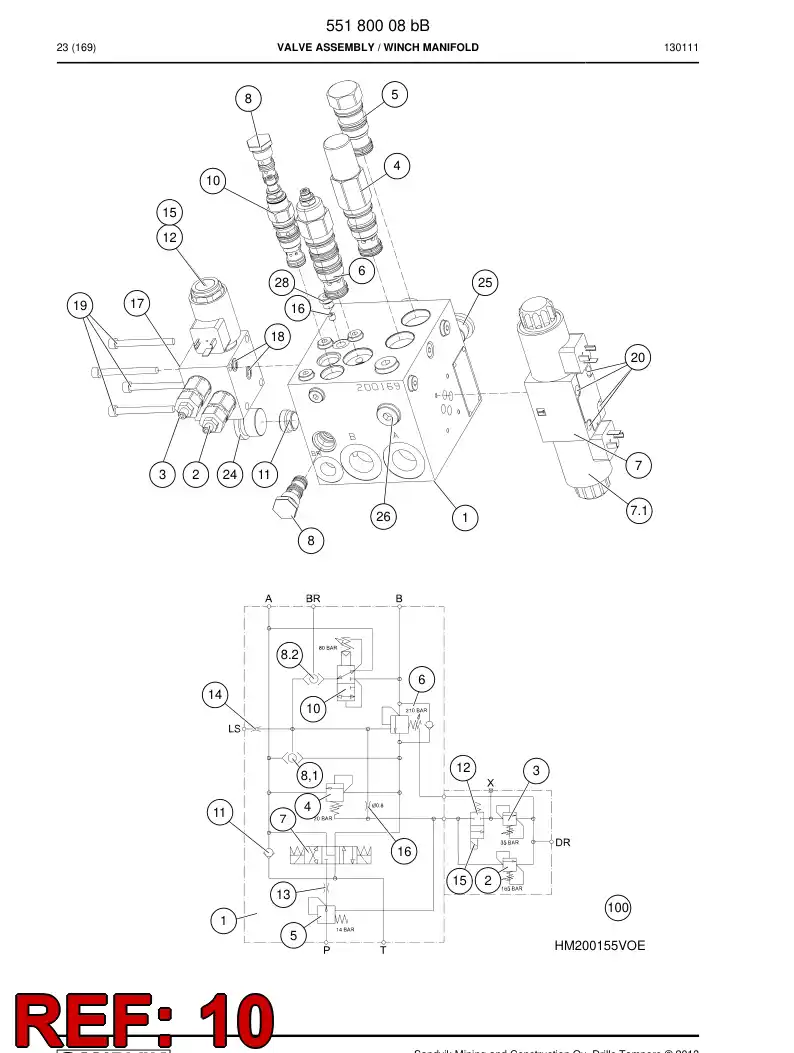 55201648 552 016 48 Valve, Directional - Sandvik Technical Drawing