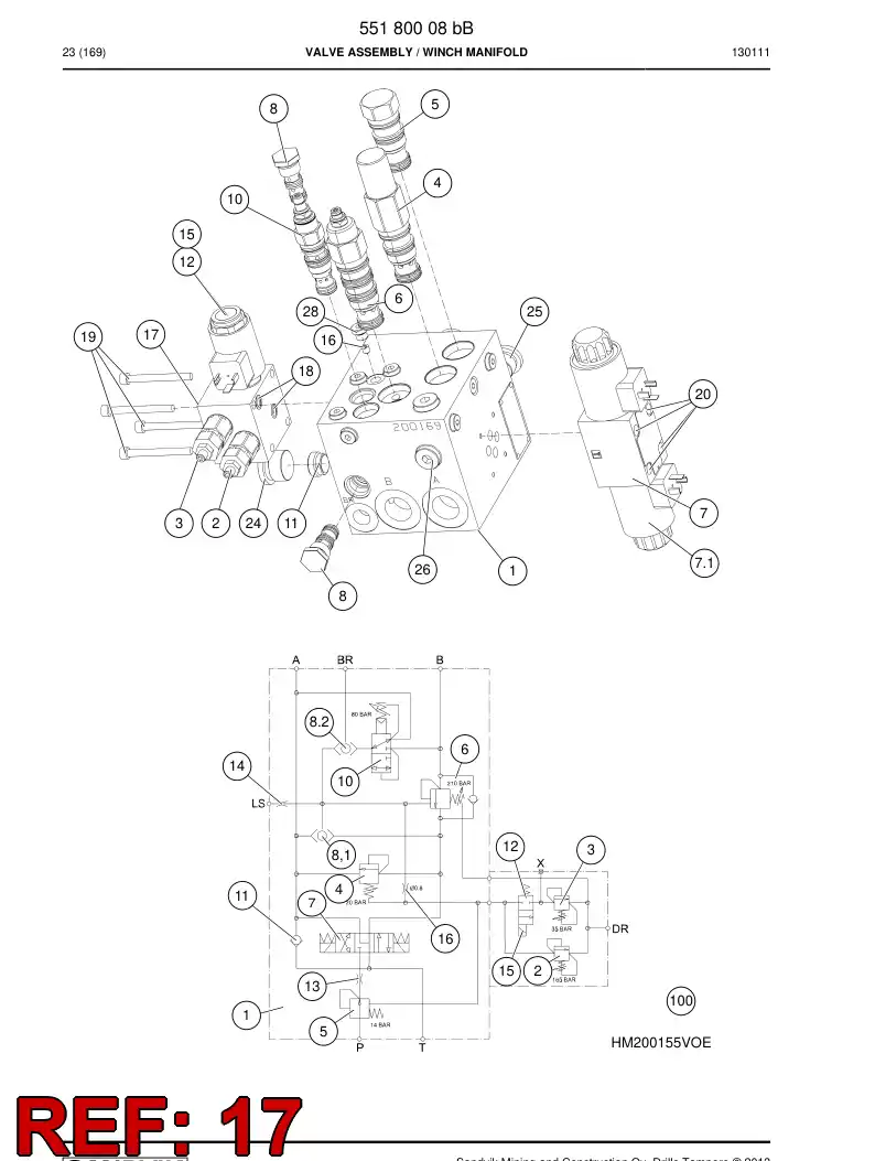 55201669 552 016 69 Valve, Pressure Relief - Sandvik Technical Drawing
