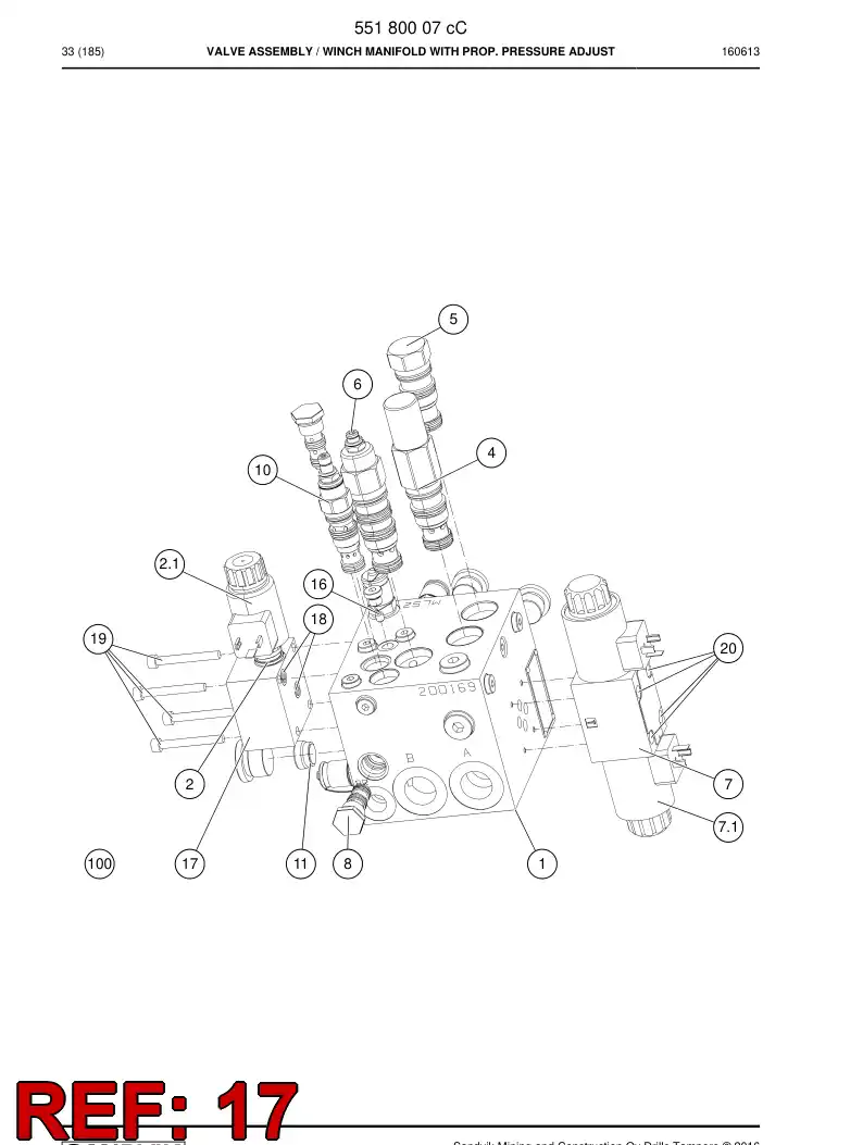 55201679 552 016 79 Valve, Proportional, Press Relief - Sandvik Technical Drawing