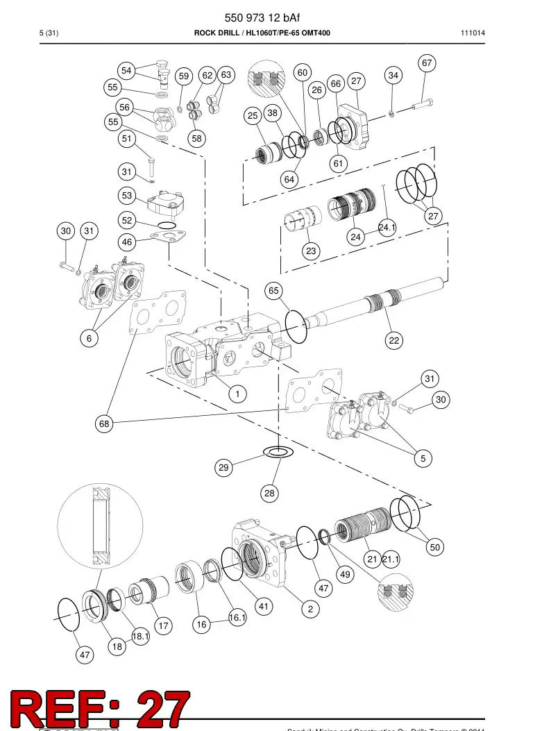 55201738 552 017 38 Cover, Rear - Sandvik Technical Drawing