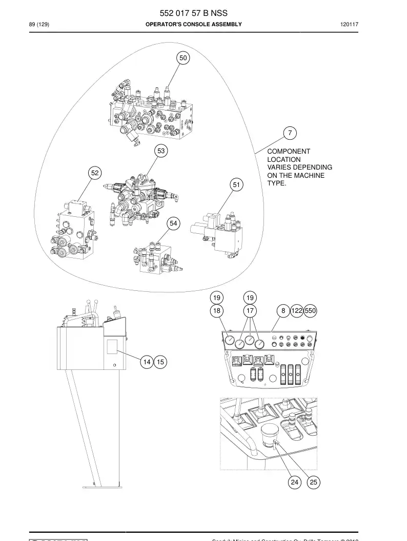 55201757 552 017 57 OPERATOR'S CONSOLE ASSEMBLY - Sandvik Technical Drawing