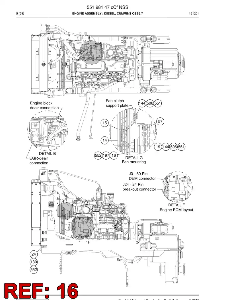 55201769a 552 017 69a Shaft, Rotating - Sandvik Technical Drawing