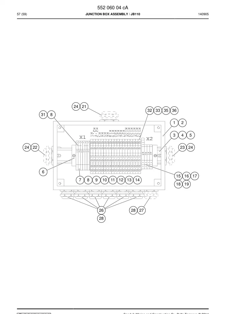 55201907d 552 019 07d Label, Wiring - Sandvik Technical Drawing