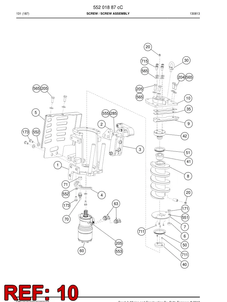 55201940 552 019 40 Roof - Sandvik Technical Drawing