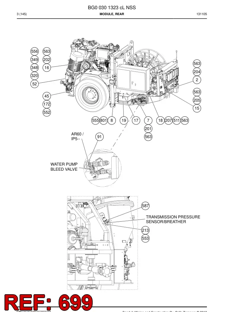 55201943h 552 019 43h Cable Assembly - Sandvik Technical Drawing