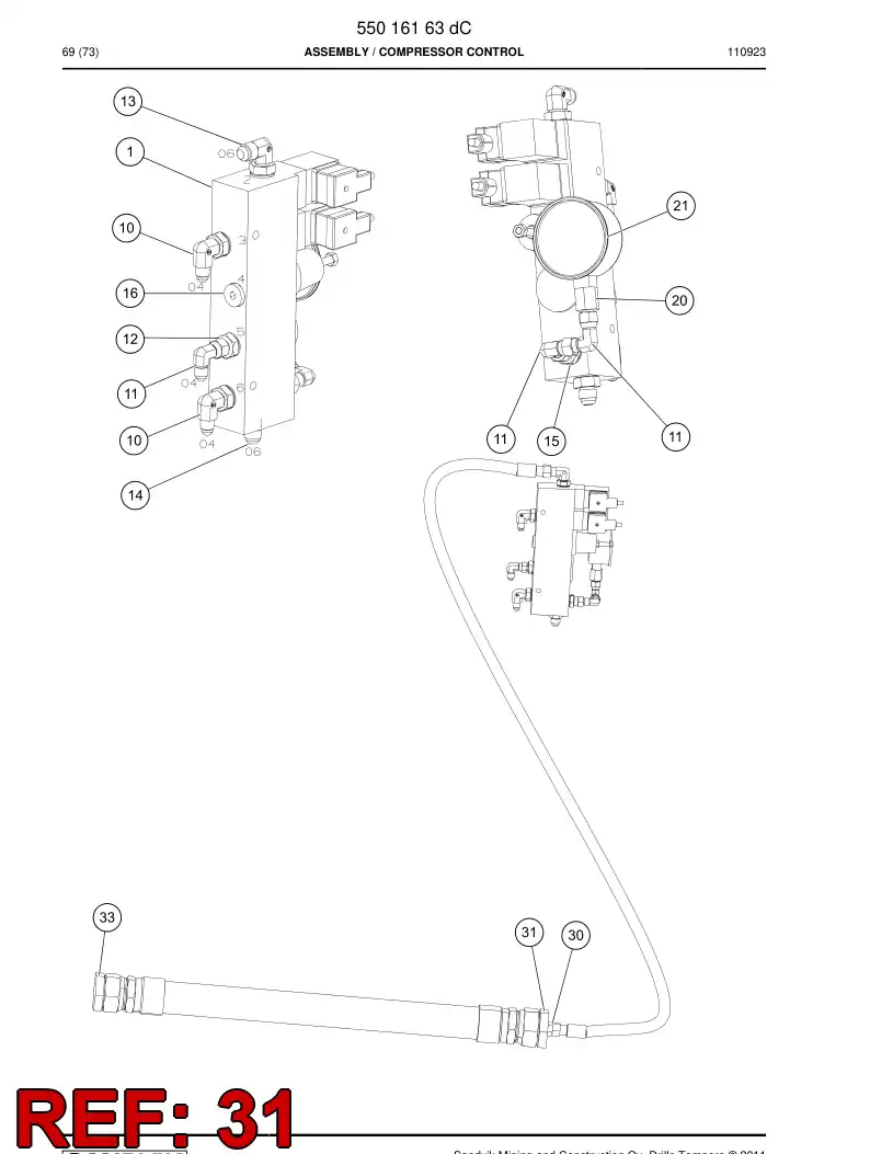 55202036 552 020 36 Reducer - Sandvik Technical Drawing