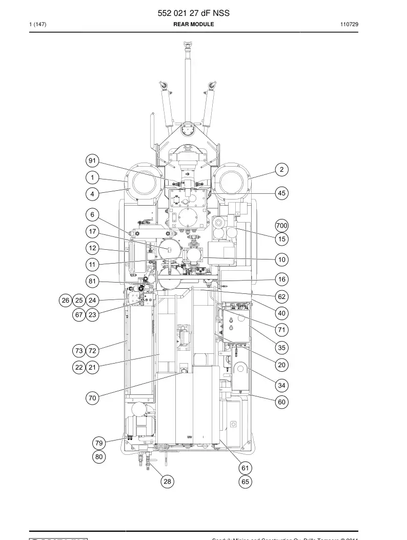 55202127d 552 021 27d Rear module - Sandvik Technical Drawing