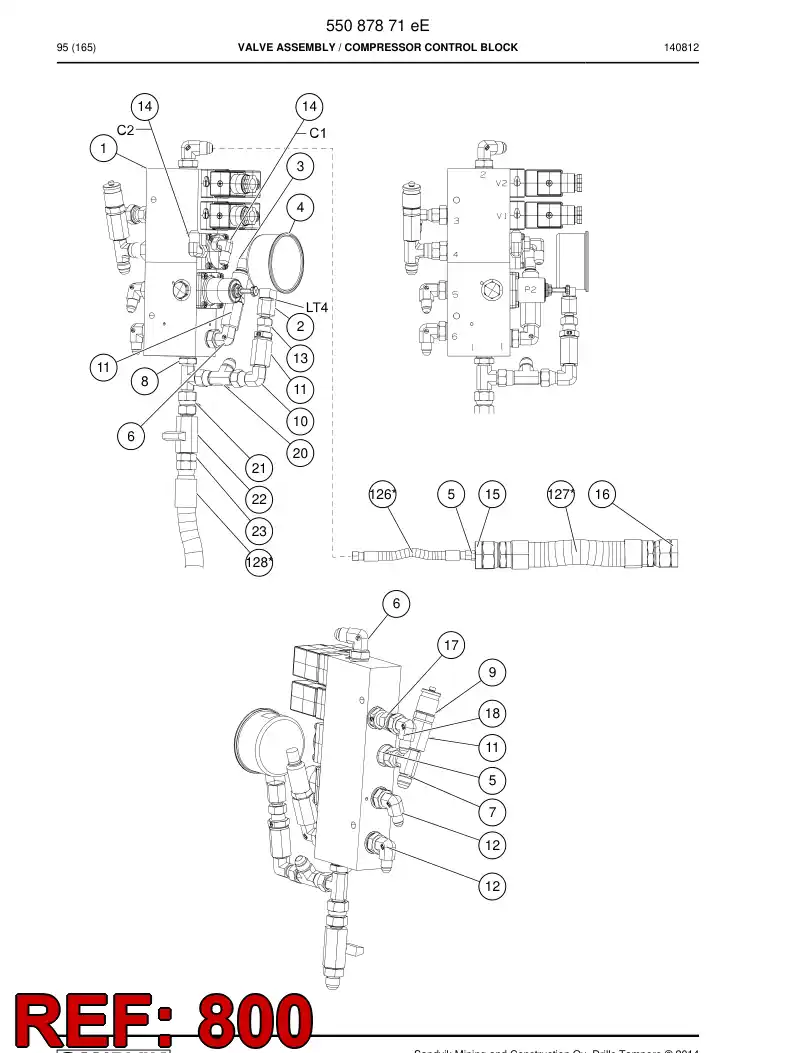 55202148e 552 021 48e Hose Set - Sandvik Technical Drawing