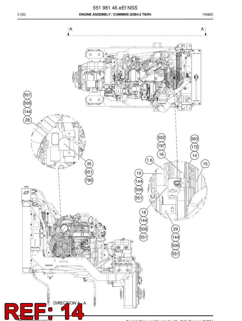 55202369b 552 023 69b Guard, Fan - Sandvik Technical Drawing